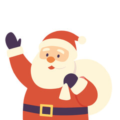 Santa Claus Waving with Gift Sack Christmas Illustration