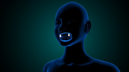 All teeth parts anatomy in blue back ground. 3d illustrations