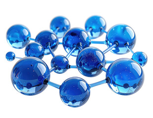 3d network connection 3D rendering multiple blue and clear glass spheres isolated on white and transparent background.