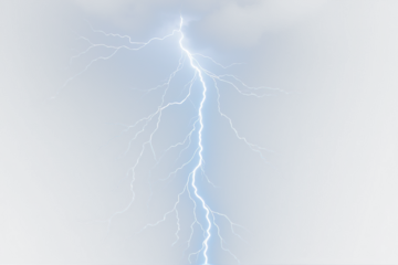 Electric Blue Lightning Bolt  isolated on white  transparent background PNG