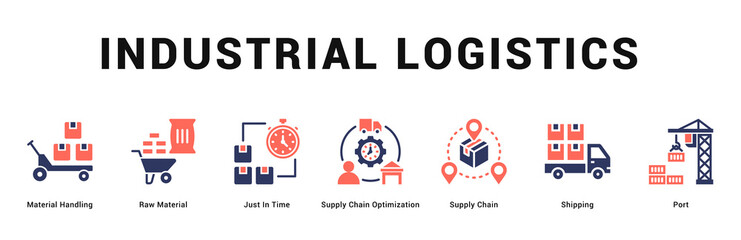 Industrial Logistics Modern and clean web banner illustration featuring thematic icons for visual communication