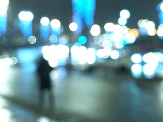 abstract background of bokeh lights in cool tones