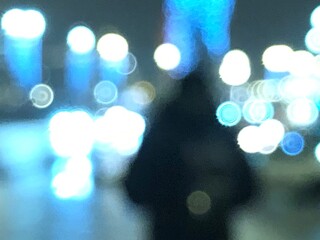 abstract background of bokeh lights in cool tones
