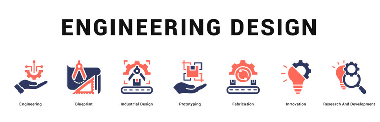 Engineering Design Modern and clean web banner illustration featuring thematic icons for visual communication