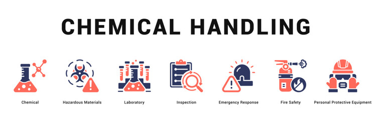 Chemical Handling Modern and clean web banner illustration featuring thematic icons for visual communication