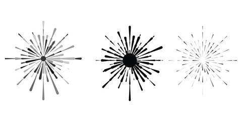 Fototapeta premium Collection of radial burst elements abstract starburst shapes for graphic design and retro effects EPS vector