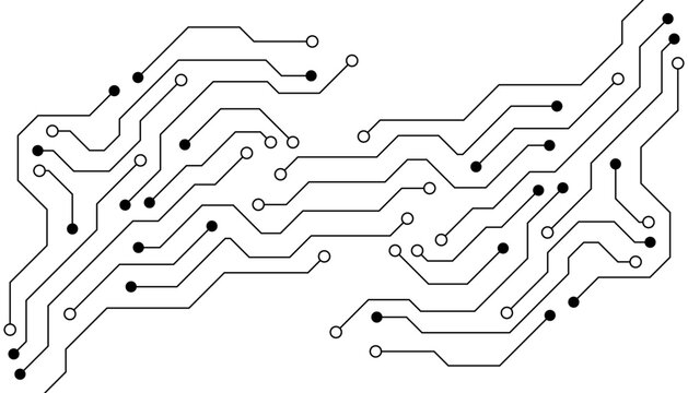 Circuit board digital abstract background. Motherboard technology texture design. AI semiconductor and computer processor on tech bg. Vector illustration