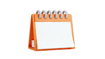 Orange Calendar with Blank Pages on White Background