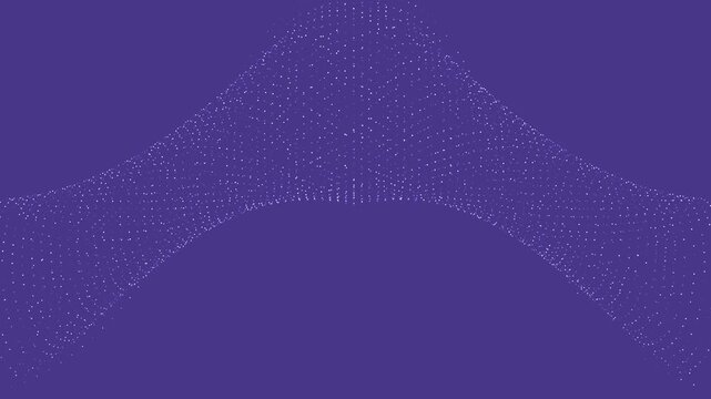 Abstract animated background showing flickering dotted particles forming rolling wave-like patterns that move forward and backward on a dark slate blue surface.