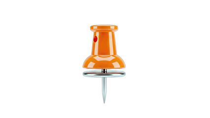 Orange Push Pin Isolated on White Background