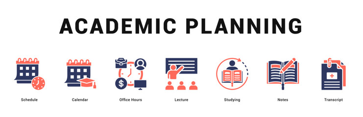 Academic Planning Modern and clean web banner illustration featuring thematic icons for visual communication
