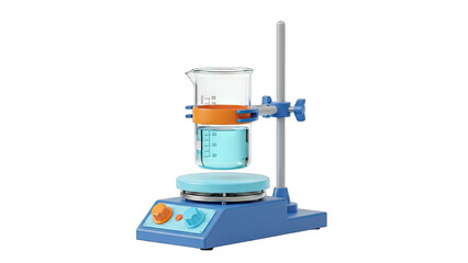 Laboratory Equipment: Beaker with Liquid on Magnetic Stirrer