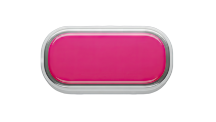 Pink Button with Chrome Frame on White Background