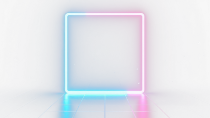 Neon Gradient Square Frame Background  isolated on white  transparent background PNG