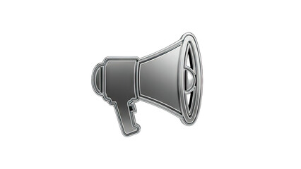 Metallic Megaphone Icon on White Background