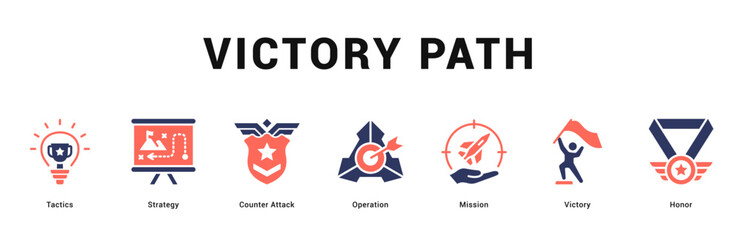 Victory Path Modern and clean web banner illustration featuring thematic icons for visual communication