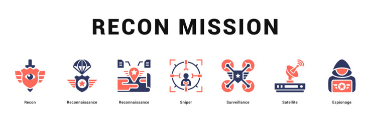 Recon Mission Modern and clean web banner illustration featuring thematic icons for visual communication