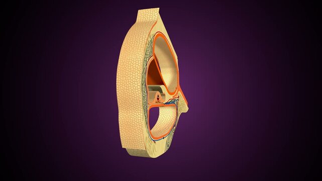 Ear cochlea anatomy. 3d render