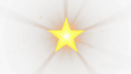 Star Golden Cinematic Lens Flare Light Burst  isolated on white  transparent background PNG