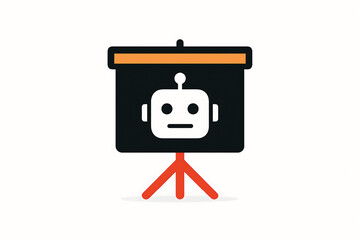 Vector illustration of projector or presentation board with cam. Symbol of movie, cinema premiere. new