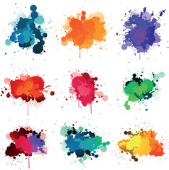 Colorful Ink Splashes Vector Design