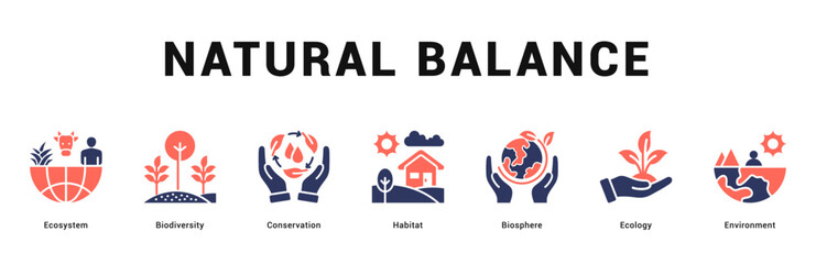 Natural Balance Modern and clean web banner illustration featuring thematic icons for visual communication