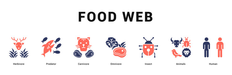 Food Web Modern and clean web banner illustration featuring thematic icons for visual communication