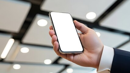 Low Angle Business Phone Mockup with White Screen