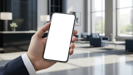 Business Phone Mockup in Office Lobby