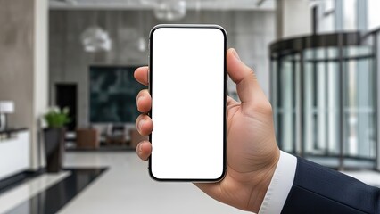 Business Phone Mockup in Office Lobby