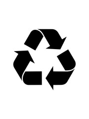 Black Recycling Symbol on White Background