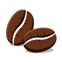 Brown Coffee Beans on White Background