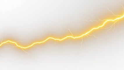 Electric Yellow Lightning Bolt  isolated on white  transparent background PNG