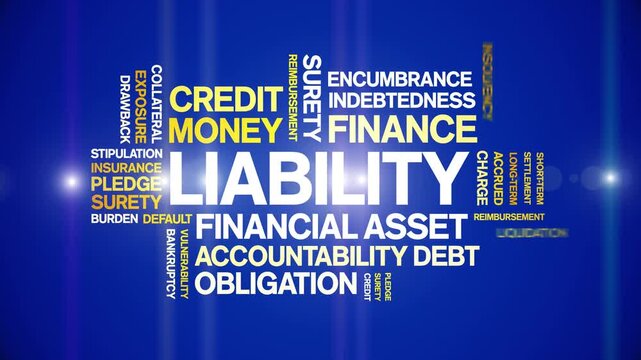 Liability animated word cloud-text design animation tag kinetic typography seamless loop.