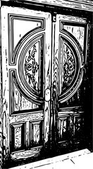 Silhoutte door detail pattern white black