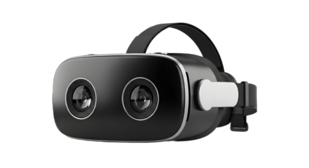 Modern Black Virtual Reality VR Headset Isolated on White Background