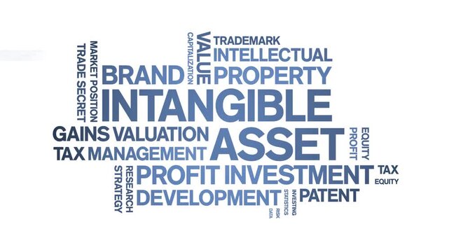 intangible asset animated word cloud-text design animation tag kinetic typography seamless loop.