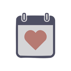 Romantic Calendar Icon Heart Symbol Love Day Design