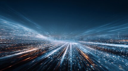 A stunning visual representation of data transfer and digital connectivity at night.