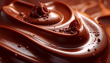 Rich, dark, melted chocolate swirls with sprinkles, a decadent and indulgent dessert