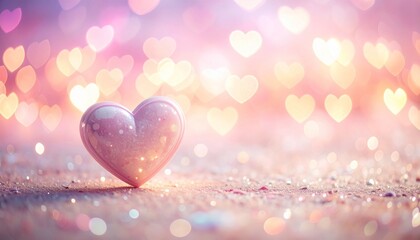 Softly Lit Heart Shape Sparkles on a Textured Surface - Romantic Ambiance