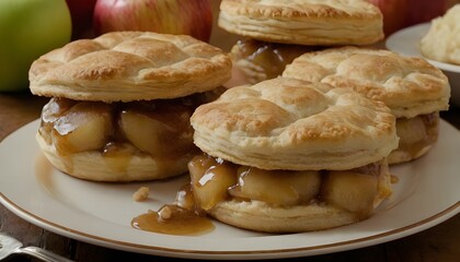 plate of apple buttermilk biscuits with gooey apple pie filling