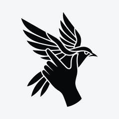 Hand Holding Flying Bird Silhouette
