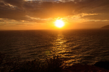 Fototapeta premium Sunset at the Cape Sounio, Greece