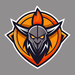 Viking Warrior Helmet Esports Shield Logo Design
