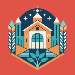 Flat Style Modern Building Vector Illustration"