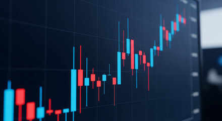 Close-up of a dynamic stock market graph showing fluctuating prices with upward and downward trends.