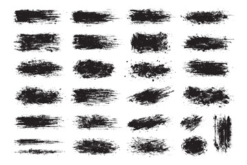 set of black ink splashes