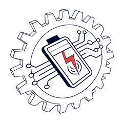 Gear with battery and circuit board charging abstract