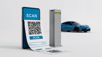 A modern mobile phone screen, displaying a QR code for a vehicle entry, symbolizing ease of access, seamlessly integrated with contemporary technology.